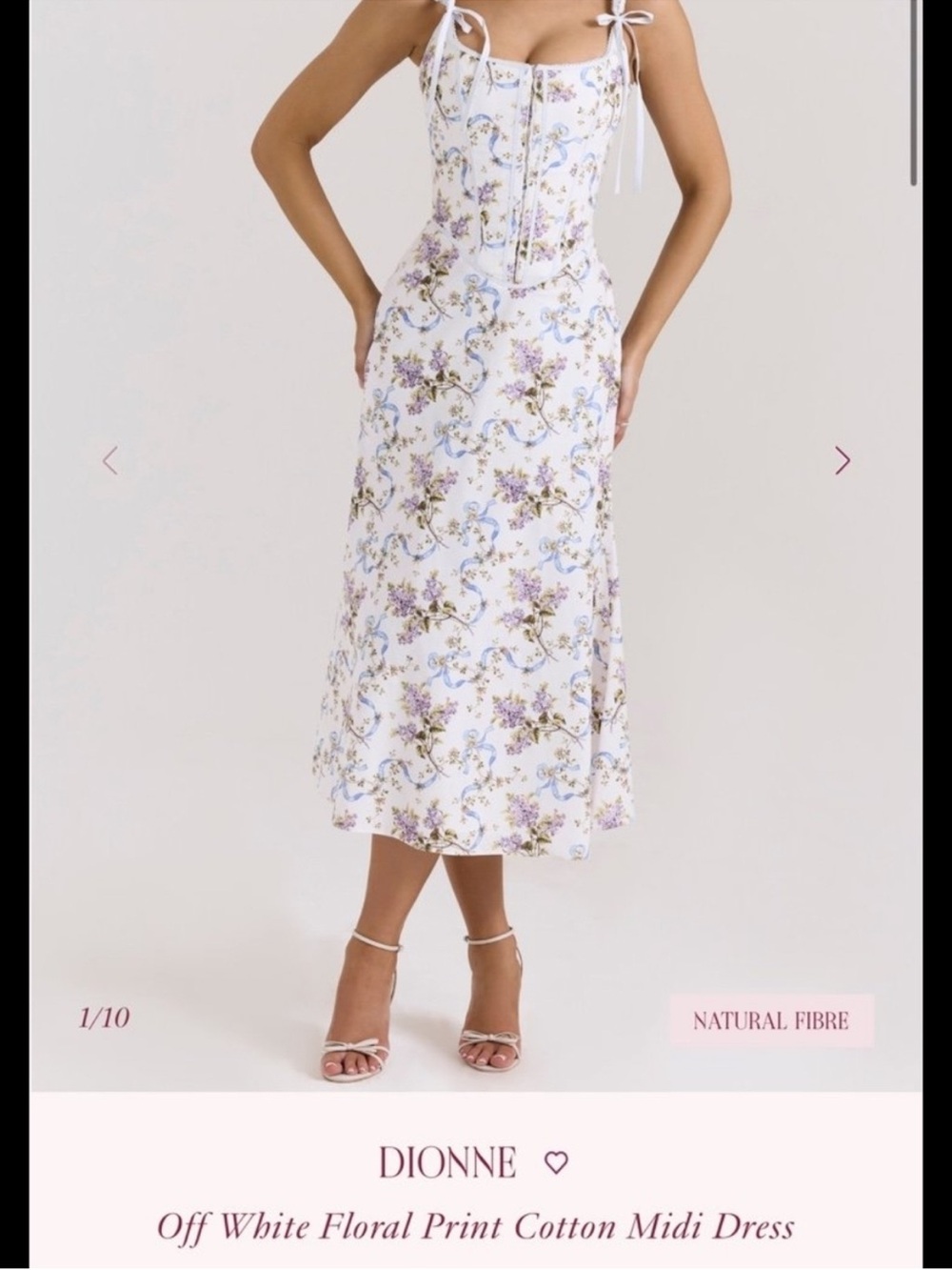 House of CB Off White Floral Midi Skirt